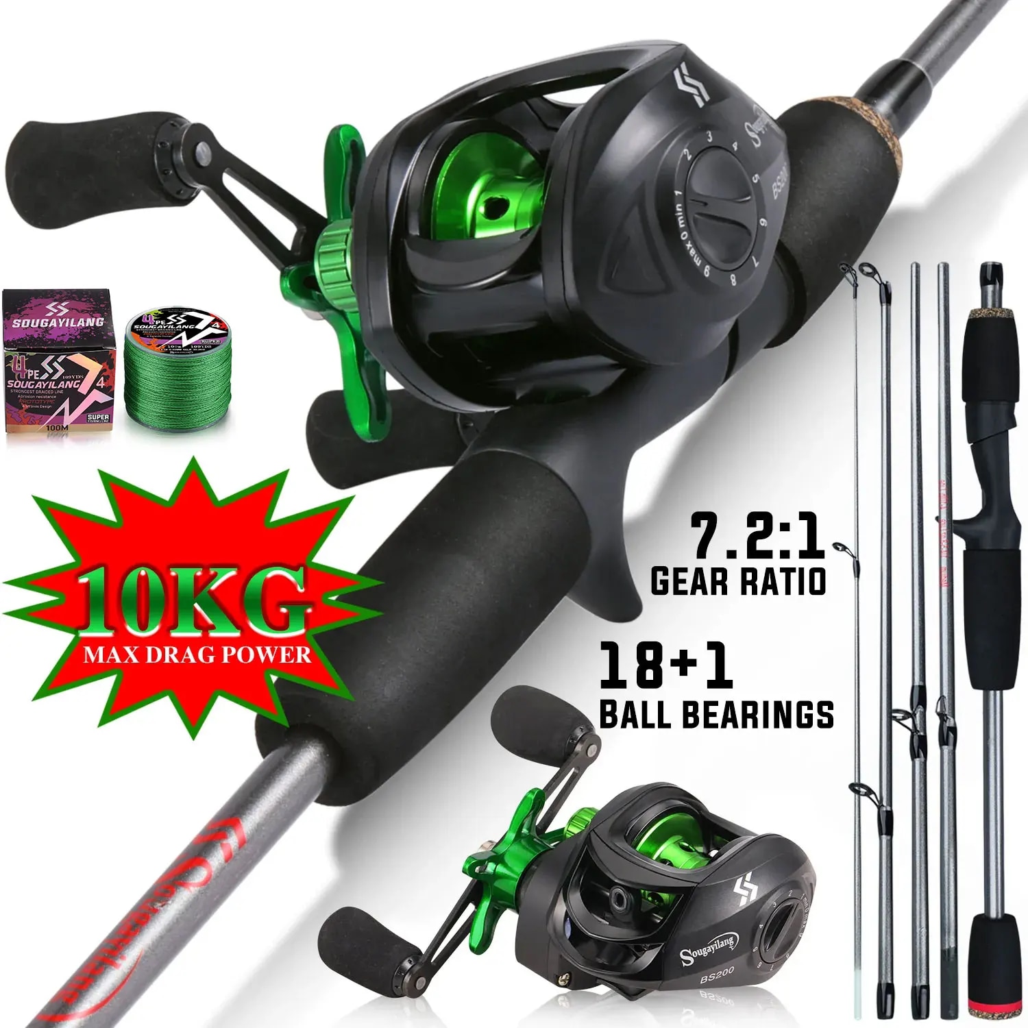 Combo de caña de pescar Sougay - Spincast Reel reseña y precio